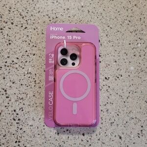 iHome Velo Pink iPhone 15 Pro Magsafe Compatible Protective Cellphone Case